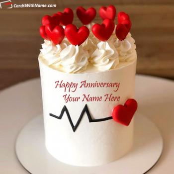 Best Romantic Anniversary Day Cake Image With Name
