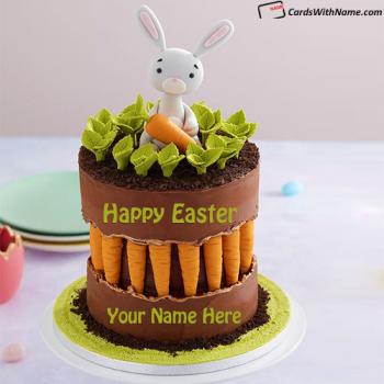 Cute Happy Easter Wishes Cake With Name