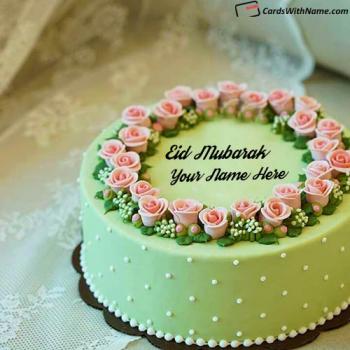 Eid Mubarak Flower Cake Wishes With Name Edit
