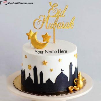 Eid ul fitr Card Cake Image With Name Edit