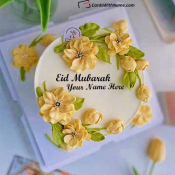 Eid ul fitr Flower Cake Wishes With Name Edit