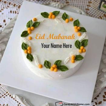 Elegant Happy Eid Mubarak Cake Wishes With Name