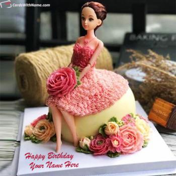 Elegant Pink Princess Birthday Cake With Name Editor