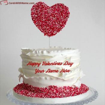 Happy Valentine Day Love Cake Photo With Name Editor