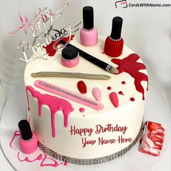 Nail Polish Girly Makeup Picture Birthday Cake With Name Editor