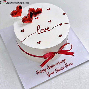 Simple Anniversary day cake ideas for him With Name