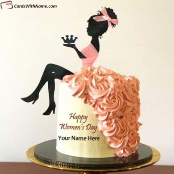 Young Lady Personalized Silhouette Cake Topper Womens Day With Name