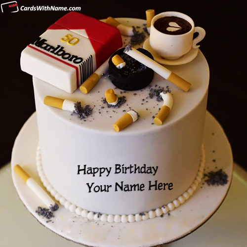 Cigarette Marlboro Smokers Name Birthday Cake for Husband
