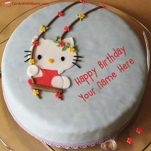 Cute Hello Kitty Name Birthday Cake For Girls