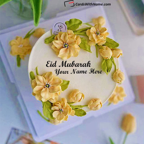 Eid ul fitr Flower Cake Wishes With Name Edit