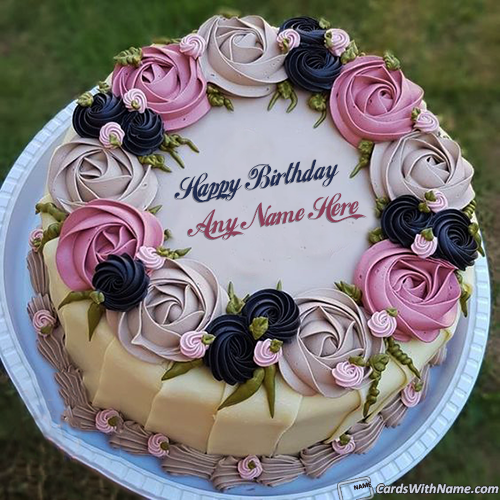 Elegant Birthday Cake For Her With Name Generator