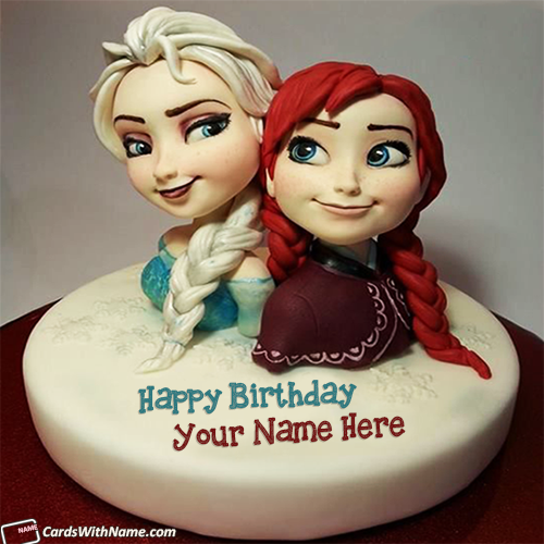 Elsa Anna Sisters Birthday Cake With Name Generator