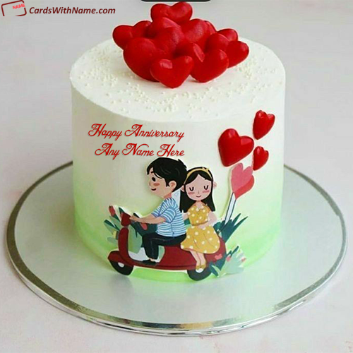 Happy Wedding Anniversary Wishes Couple Cake with Name