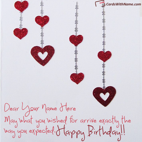 Hearts Happy Birthday Card With Name Free Download