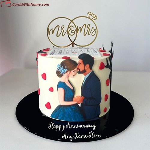 Latest Anniversary Cake Image with Name Editor