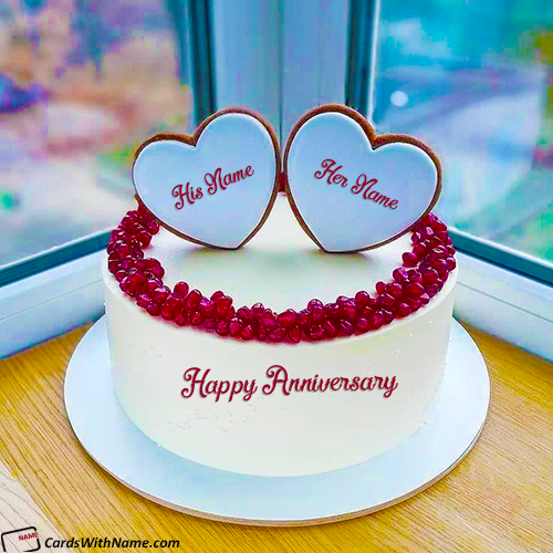 Lovely Couple Happy Anniversary Cake Image HD with Name