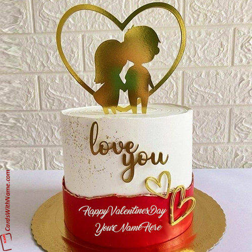 Special Happy Valentines Day Wishes Cake With Name Editor