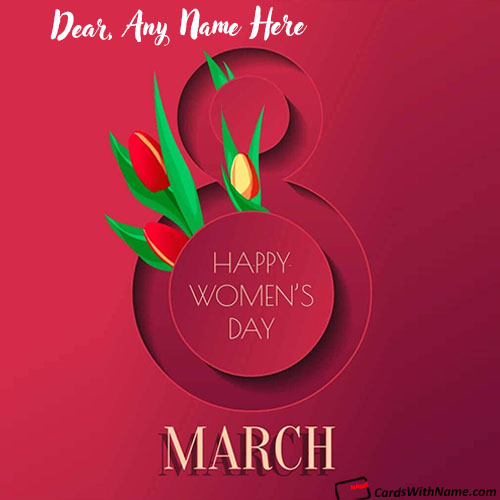 Stylish Happy Womens Day Images Card For Sister With Name