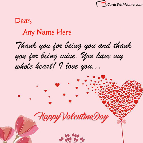 Sweet Happy Valentine Day Quote With Editable Name