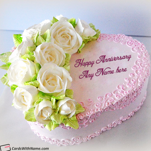 White Roses Wedding Anniversary Cake Images With Name
