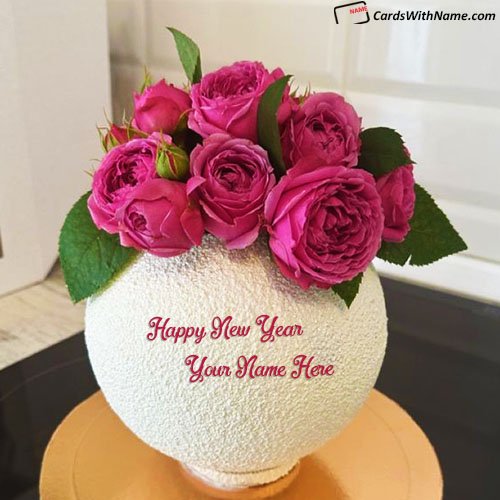 Write Name on HD New Year Roses Picture Online Instantly