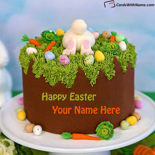 Write Name On Special Happy Easter Greeting Cake