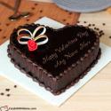 Chocolate Love Heart Cake For Valentine With Name