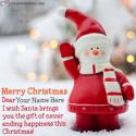 Cute Red Santa Happy Christmas Greeting Card With Name