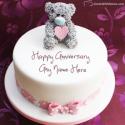 Cute Teddy Anniversary Cake Images With Name