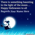 Halloween Witch Flying In Moonlight Wishes Name Cards