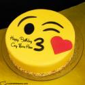Kiss Emoji Birthday Cake With Name Edit