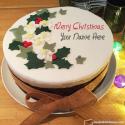 Modern Decorated Merry Christmas Greetings Cake With Name