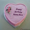 Pink Heart Happy Birthday Cake With Name Generator