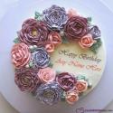 Pink Purple Roses Decorated Birthday Cake For Girl With Name