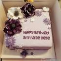 Purple Flowers Romantic Birthday Cake For Girlfriend
