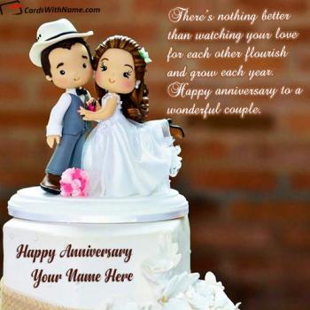 Awesome Anniversary Cake With Quote For Couples With Name
