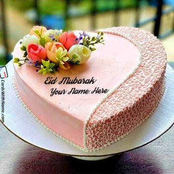 Beautiful Eid Mubarak Cake Greetings With Name