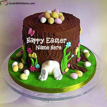 Beautiful Happy Easter Wishes Cake With Name