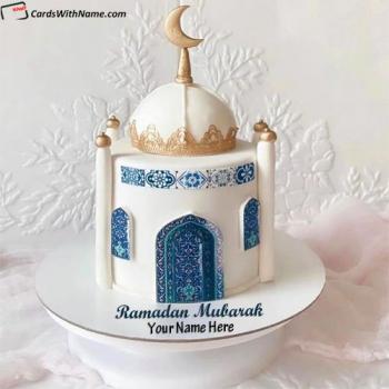 Beautiful Ramadan Kareem Wishes Mosque Cake With Name