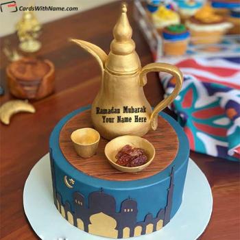 Beautiful Ramadan Mubarak Greeting Picture Cake With Name Edit