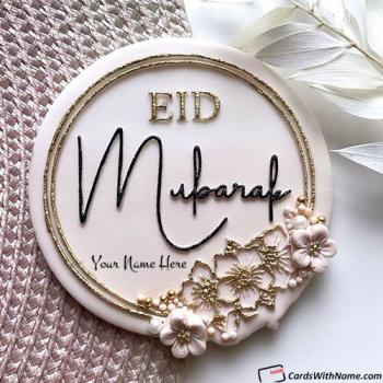 Best Eid Mubarak Cake Greeting Card With Name