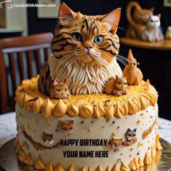 Creative Big Fat Cat Birthday Cake With Name Generator