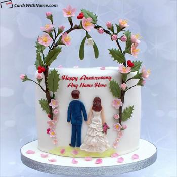 Cute Bride Groom Wedding Anniversary Name Cake