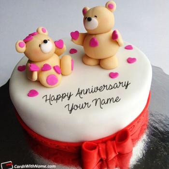 Cute Happy Anniversary Cake For Couples With Name Editor