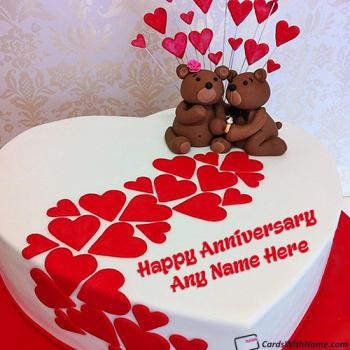 Cute Happy Anniversary Wishes Cake With Name Editing