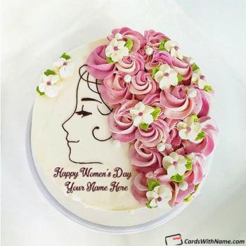 Cute Happy Women Day Flower Cake With Name Editor