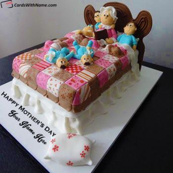 Cute Mothers Day Greeting Cake With Name Edit