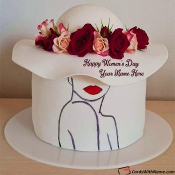 Elagant Lady With Hat Women Day Special Cake With Name Edit