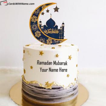 Elegant Ramadan Mubarak Cake Message With Name Edit