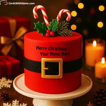 Festive Santa Belt Christmas Cake with Holiday Decorations